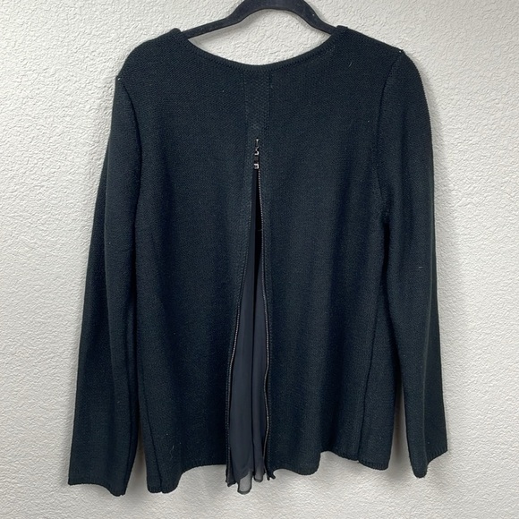 Market & Spruce Brookline Mix Media Sweater Black Peek a Boo Zip Back Sz XL - Picture 5 of 10